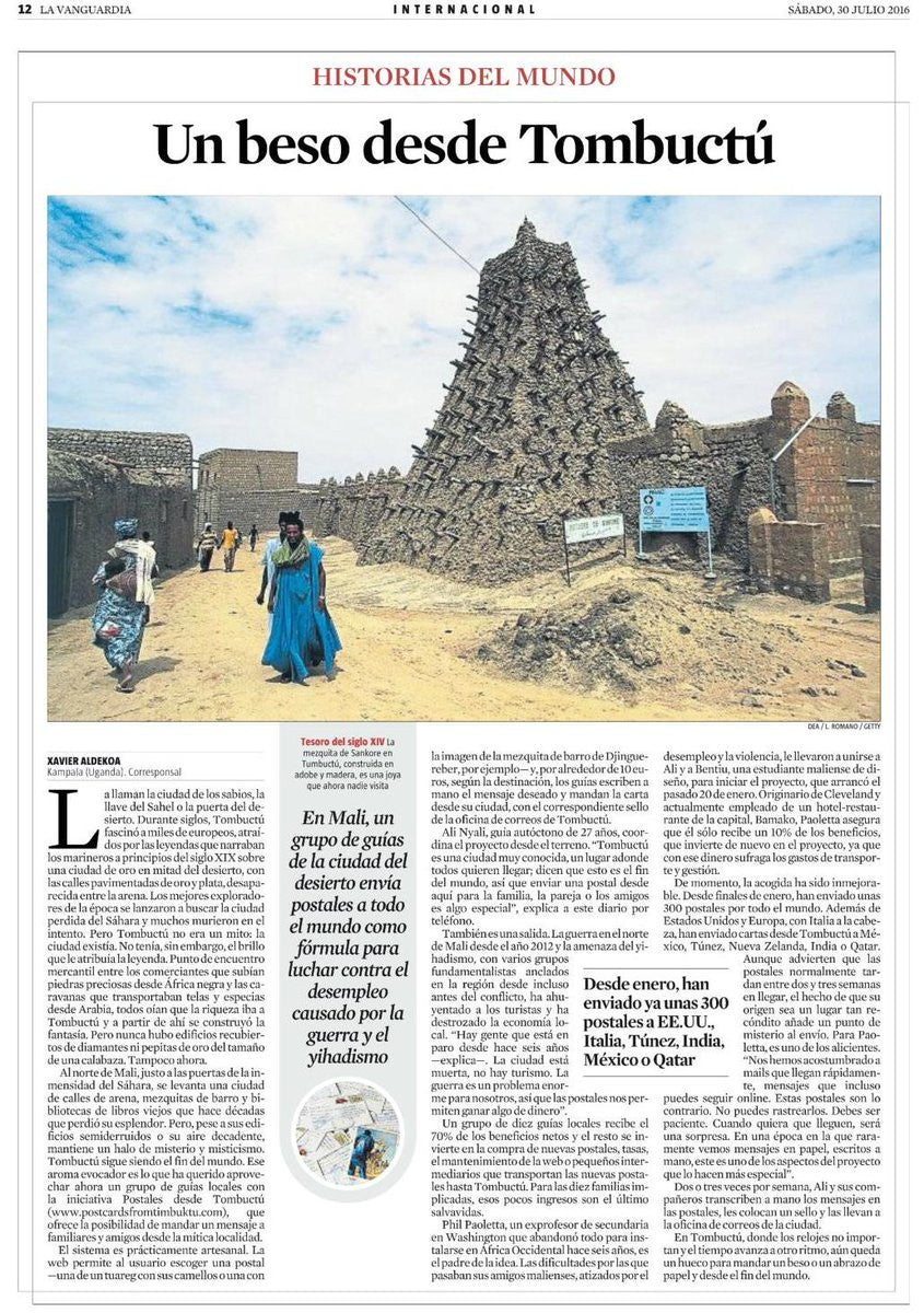 Postcards from Timbuktu in the News